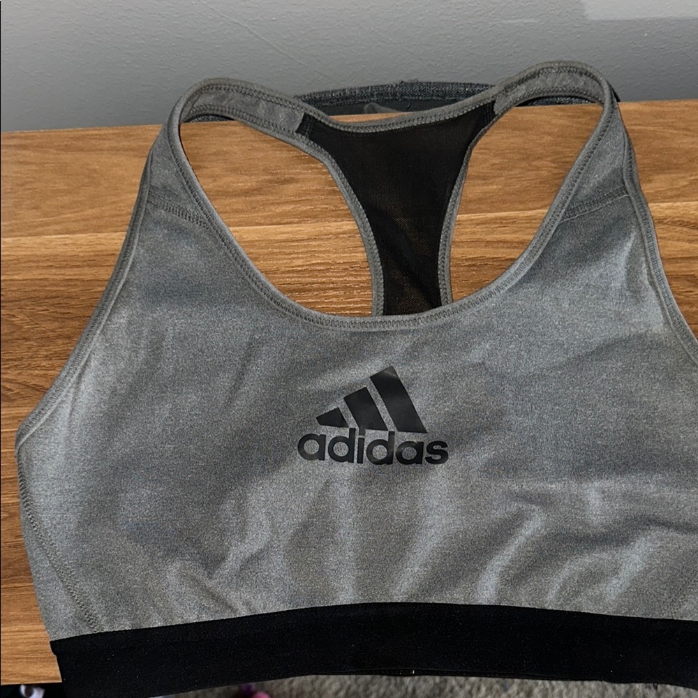 Adidas Gray Sports Bra with Black Accents